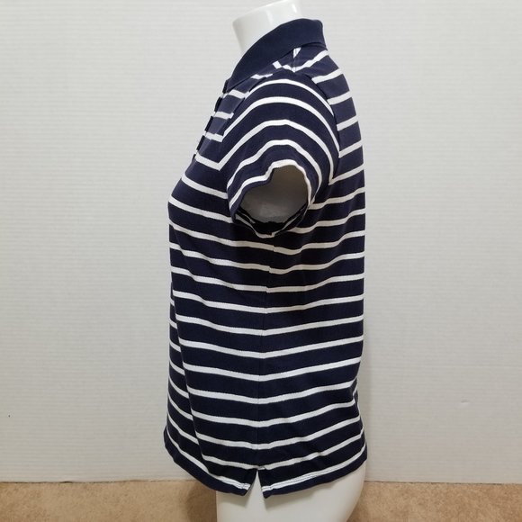 Merona top Small Ultimate Polo Breton striped nautical short sleeve side split - Picture 2 of 10
